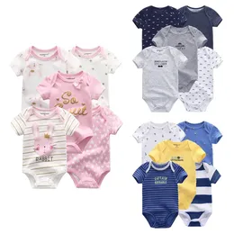 Kiddiezoom 5 Pcs/Lot Four Seasons Short Sleeve Cartoon Baby Boy Girl Bodysuits Soft 100%Cotton born Onesies Clothes 240119