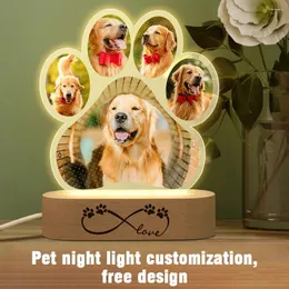 야간 조명 개인화 된 맞춤 개/고양이 PO가 빛 동물 사진 3D 아크릴 USB 램프 사용자 정의 팬시 선물 드롭