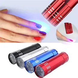 Nail Dryers Nail Dryer Mini 9 LED Lights Flashlight UV Lamp Portable Nail Gel Mask Fast Drying Manicure Tool Support DropshippingL2403