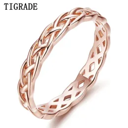 Rings 4mm Romantic Rose Gold 925 Sterlingsilverjewelry Celtic Knot Ring Eternity Band Engagement Wedding Rings For Women anle Sale