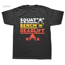 Men's T-Shirts Funny Powerlifting Squat Bench Deadlift Weightlifting T Shirts Cotton Streetwear Short Sleeve Birthday Gifts Summer T-shirt