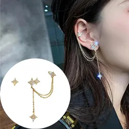 Kolczyki Dangle Star Crystal Rhinestone Uch Ear Clip Asymetryczna kropla księżyca dla kobiet w modnej biżuterii Prezenty