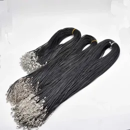 Netlaces Fashion1.5mm 2mm 45cm 60cm 70cmblack مختلط شمع الجلود القلادة القلادة حبل جراد البحر ملحقات المجوهرات Diy 100pcs/lot