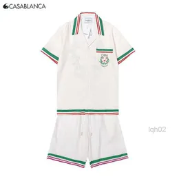 Shorts masculinos designer de luxo mens casablanca xadrez polo colarinho manga curta conjunto camisa de alta qualidade moda masao san casual carta impressão camisas hmgu