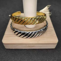 مصمم شحن مجاني DY مجوهرات فاخرة David Yuman Bracelets 12.9mm Gold Silver Wave Bracelet Open Mouth مناسبة لمحيط اليد من 15-20 سم