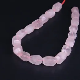 Pärlor 15,5 "/Strand Natural Rose Quartzs Skär Net Lose Beads, Raw Pink Crystal Facettered Net Pendant Pärlor för smyckenillverkning