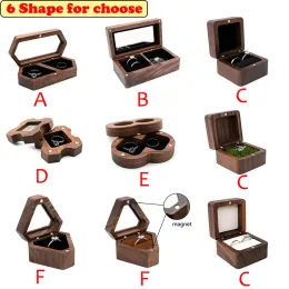 Ringe Mini Jewelry Organizer Box Verlobungskasten Walnuss Holz Reisefall Ohrringhalter für Vorschlag Hochzeitsvorschlag