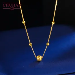 Collar Chuhan Collares de cuentas de oro real Au750 Cadena de clavícula Chopin de oro sólido Regalos de estilo clásico de moda Joyería fina para mujer