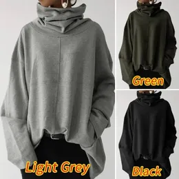 Women Turtleneck Long Sleeve Pullover Sweatshirt Female Oversized S-5XL Solid Coats Outwear JYFS-HS7136 240125