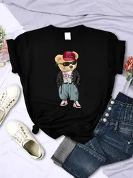 Koszulka damska Teddy Bear's Fashion Fashing of the Day Funny Print T-shirt Kobiet Letni oddychanie krótkie rękawowe miękkie koszulki uliczne T240129