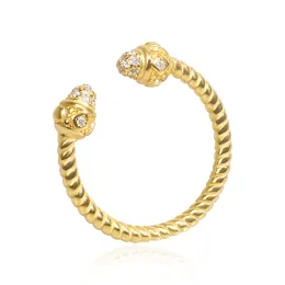 Pierścienie 24K Gold Splated 925 Srebrny otwartym pierścień dla kobiet Trendowy sześcienna cyrkonia z drutu kablowym Regulowana biżuteria pierścieniowa dla kobiet