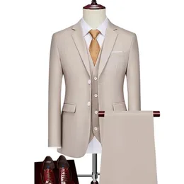 Blazers Vest Pants Sets Fashion Groom Wedding Dress Suits Men Casual Business 3 Pcs Set Suit Jacket Coat Trousers M-6XL 240126