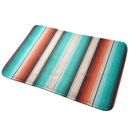 Carpets White Turquoise And Burnt Orange Southwest Serape Blanket Stripes Entrance Door Mat Bath Rug Desert