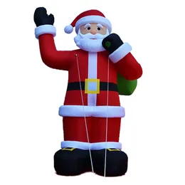 야외 크리스마스 파티 장식을위한 도매 맞춤형 자이언트 풍선 산타 클로스 LED 조명 001을 가진 산타 노인 모델 풍선