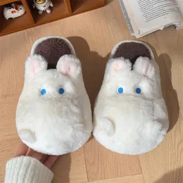 Pantofole ASIFN da donna in cotone personalità creativa simpatico cartone animato ippopotamo suola morbida per interni comode scarpe in peluche coppia