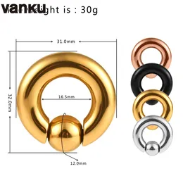 Vanku 10pcs مقابس الأذن من الفولاذ المقاوم للصدأ وأنفاق كبيرة الحجم حلقات طوق الأسي