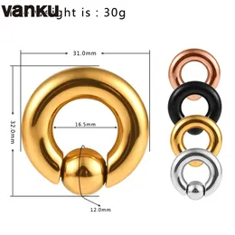 Vanku 10 pezzi Tappi per le orecchie e tunnel in acciaio inossidabile Anelli a cerchio in cattività di grandi dimensioni Gioielli per piercing al capezzolo al naso 240127