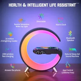 Night Lights Multifunctional Wireless Charger Alarm Clock Speaker RGB Light Fast Charging Station For IPhone 11 12 13 14 Samsung