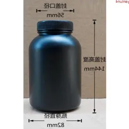 Gratis frakt 500 ml 4st/Lot Black Plastic (HDPE) Medicinförpackningsflaska, kapselflaska med inre kaphög kvalter JSDTF
