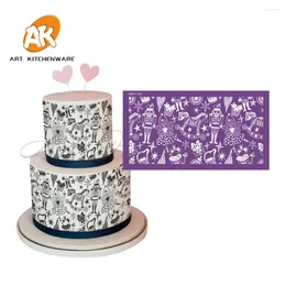 Stampi da forno Magic Childhood Mesh Stencil Torta di compleanno Strumenti di decorazione di nozze Stencil in tessuto morbido