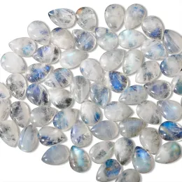 Pietre preziose Taglio goccia d'acqua Pietra di luna naturale 5x10MM Pietre sciolte con luce blu Decorazione all'ingrosso Gioielli con pietre preziose Regalo 10 pezzi / set