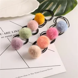 Autumn and Winter New Imitation Lamb Plush Ball Loop High Elastic Mesh Red Headband Tie Rubber Band Hair Rope