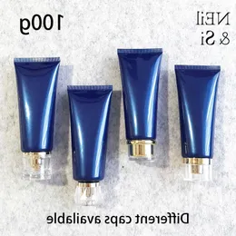 100 ml azul vazio contêiner de cosméticos plástico 100g loção de face espreme