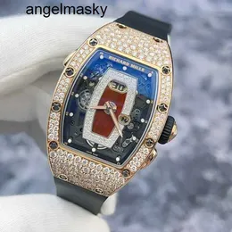Tourbillon-UhrRM-Armbanduhr RMwatches Armbanduhr Rm037 Snowflake Diamond Red Lip Original 18 Karat Roségold Datumsanzeige