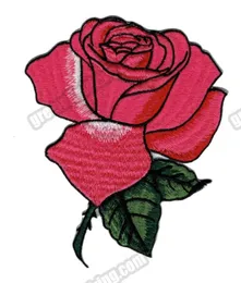 Lindo 10 peças lote flor rosa remendos bordados ferro em roupas 100 emblema bordado faça você mesmo acessório de aplique g04728487707