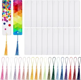 20 Pieces Sublimation Blank Bookmark Metal Bookmarks with Hole and Tassels to Decorate DIY Cra 240119