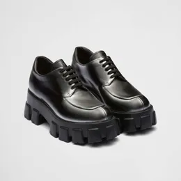 Monolith Loafer Designer متسكع من الجلد ، فستان أحذية حذاء مكتنزة من المطاط ، أحذية المكتب وحيد مع صندوق 518