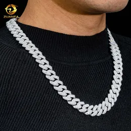 Hip Hop Rapper Joias Prata Sólida 925 Vvs Diamante 14mm Colar Iced Out Moissanite Cuban Link Chain