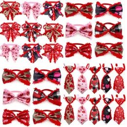 Одежда для собак, 50 шт., милый плюшевый галстук-бабочка в стиле Дня Святого Валентина, регулируемый воротник-бабочка, галстуки для небольших принадлежностей, красные банты