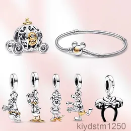 Nuovi braccialetti con ciondoli in argento sterling 925 100 ° anniversario ciondolo anatra mouse fai da te braccialetto originale zucca auto regalo con scatola S7ng