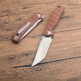 Promozione G3501 Coltello pieghevole tascabile D2 Lama satinata Tanto Point CNC Marrone G10 Maniglia in lamiera di acciaio inossidabile Cuscinetto a sfere Coltello pieghevole EDC da esterno