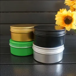 200g 200ml Gold Grün Leere Runde Aluminium Metall Blechdosen Kosmetikbehälter Creme DIY Nachfüllbares Glas Tee Schwarz TopfHohe Qualität Clkgf