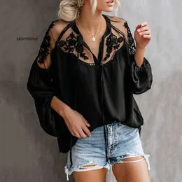 Damie Summer Black Tops Szyfonowe koszule Bluzki Kobiety Sheer Ubrania Chiny Femininas Camisas Ubranie Kobieta plus size