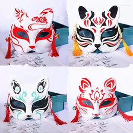 Товары для вечеринок, японская маска лисы, косплей, ручная роспись, аниме, истребитель демонов, половина лица, маски для кошек, маскарадный фестивальный реквизит