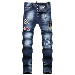 TR APSTAR DSQ Jeans da uomo Hip Hop Rock Moto DSQ COOLGUY JEANS Design Strappato Denim Biker DSQ Jeans da uomo 1053 colore blu