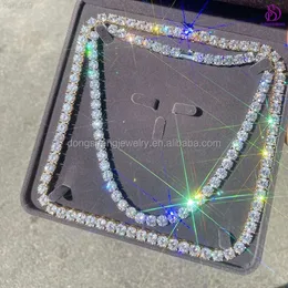 Passa il tester del diamante Grande magazzino Hip Hop Gioielleria raffinata Argento 925 5mm 6mm Iced Out Vvs Moissanite Diamond Tennis Chain