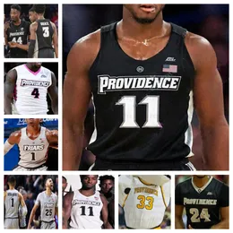 Providence Friars Basketbol Forması NCAA Dikişli Jersey Herhangi bir İsim Numarası Erkek Kadın Gençlik Alfa Diallo David Duke Maliek Beyaz Luwane Pipkins