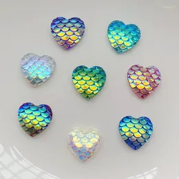 Hantverksverktyg 80st 12 mm platt bakre harts hjärtformad fiskskala strass ab färg diy smycken produktionsprocess dekorativa tillbehör
