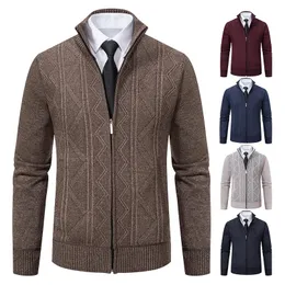 Uomo Giacca invernale in pile cardigan Maglione con cerniera Y2K Abbigliamento Lusso Marrone Jersey Casual Business Maglione caldo Harajuku Cappotto da uomo 240123