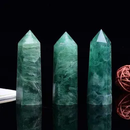 Fluorite verde naturale Ruvida lucidata Torre energetica Ornamento artistico Bacchette curative minerali Reiki Abilità grezza Pilastri di quarzo Btmmn Pfedv