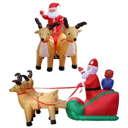 Decorações de Natal Inflável Santa Snowman Riding Rena Doll Conjunto com LED LED Winter Outdoor Funny Gift233s