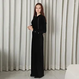 مجموعات الملابس Maxi 2 فستان للنساء والفتيات لطيف Corduroy Bead Zipper Top Set Black Olcyless Winter Lady Clothes XS-XX