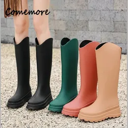 Comemore Womens Shoes Tall Rain Boot for Women Overshoes Wellies Kitchen Mid Calf Platform Round Toe High Rainboots 41 240125