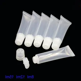 20pcs Empty Lip Gloss Tubes Container Cosmetic Packaging Soft Plastic Clear 8ml 12ml Travel Squeeze Lipgloss Tube PE Glossy Lids Lwnop