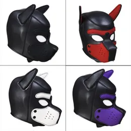 Marca nova moda acolchoada látex borracha role play cão máscara filhote de cachorro cosplay cabeça cheia com orelhas 4 cores y200103228z