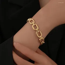 Bracciale rigido da donna in acciaio inossidabile 316L, collegamento quadrato di moda, scava fuori il regalo di gioielli di alta qualità color oro vintage